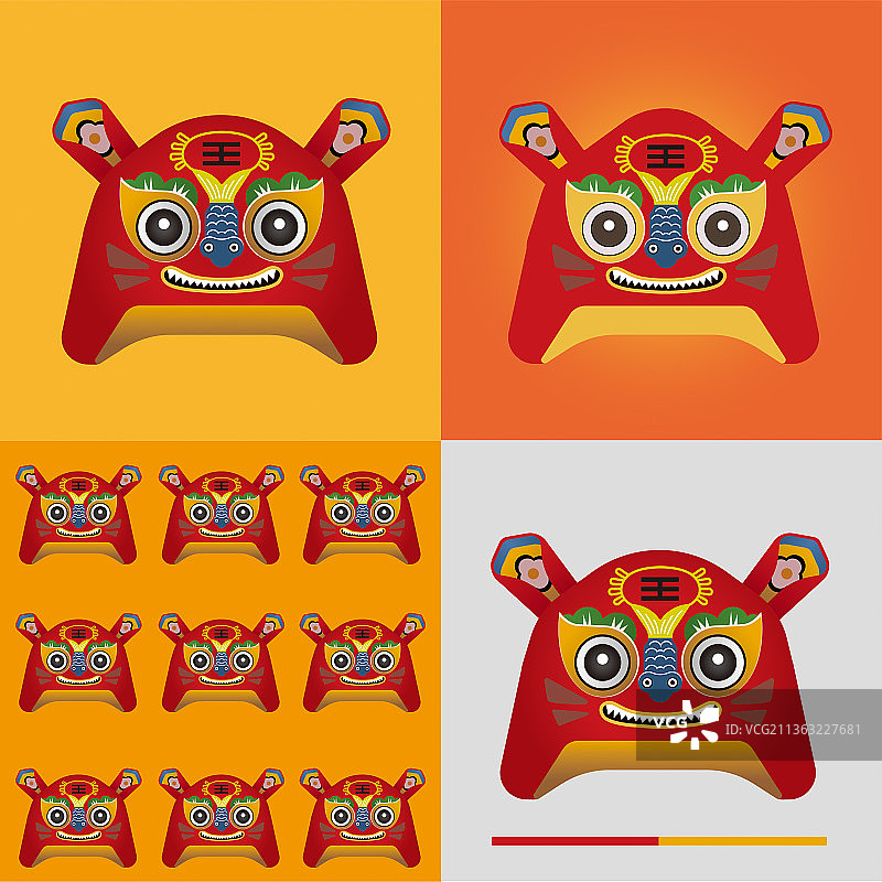 传统图案-虎头红色图片素材