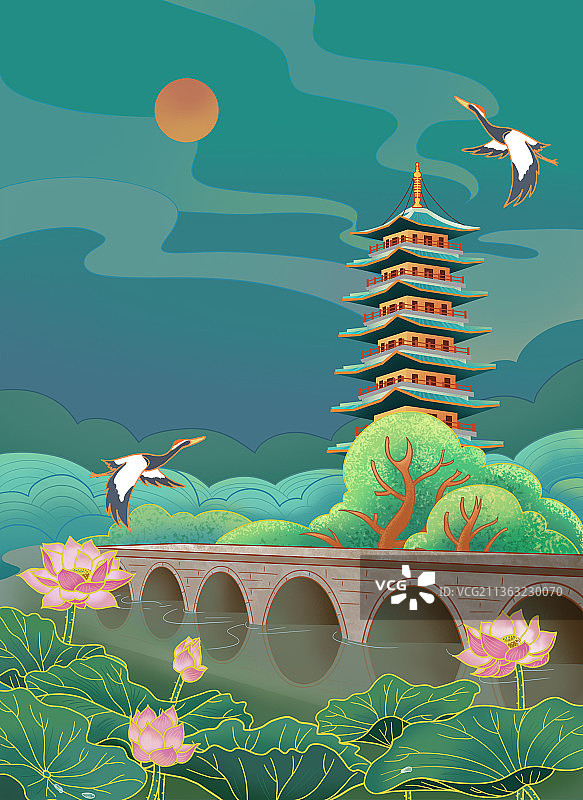 垂虹塔图片素材