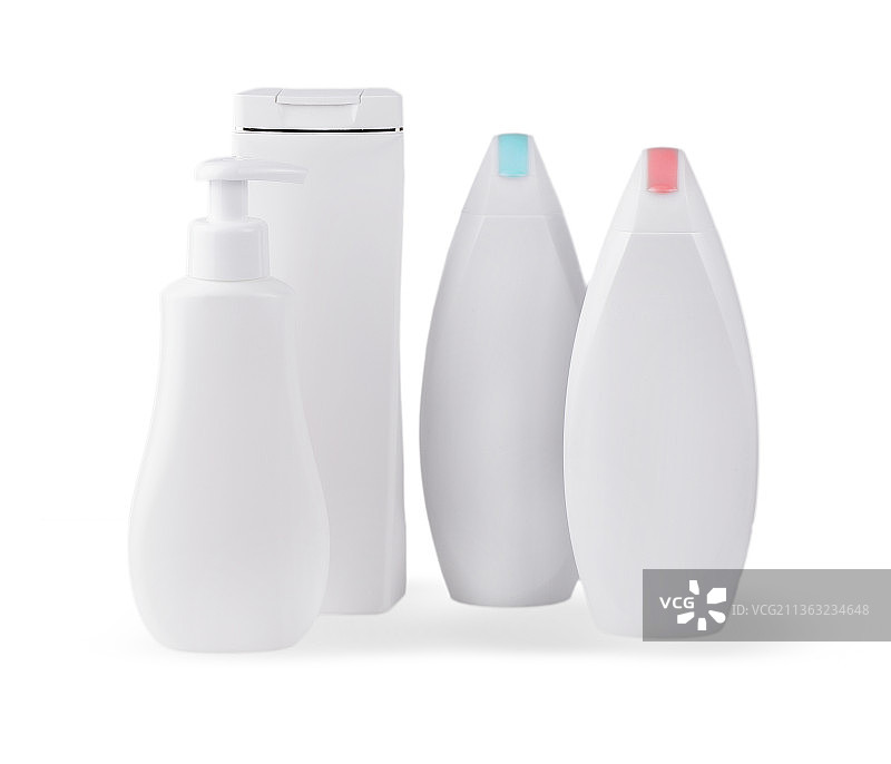 白色背景上的白色瓶子特写图片素材