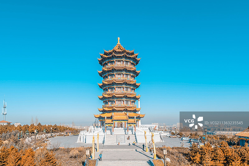 航拍乌兰察布白泉山生态公园图片素材