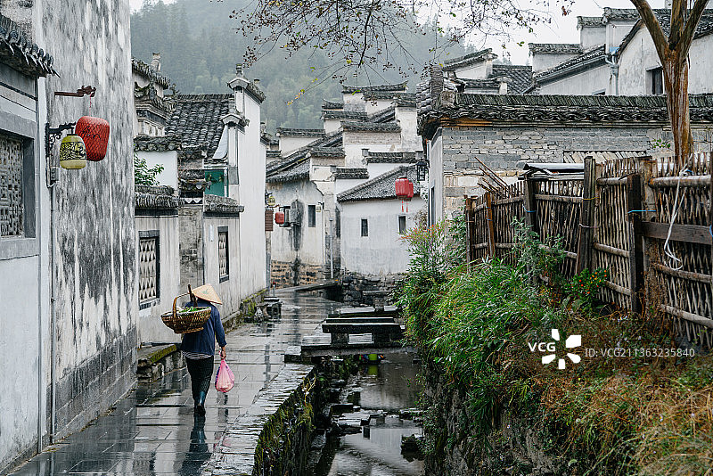 皖南古村落徽派建筑西递宏村黄山图片素材