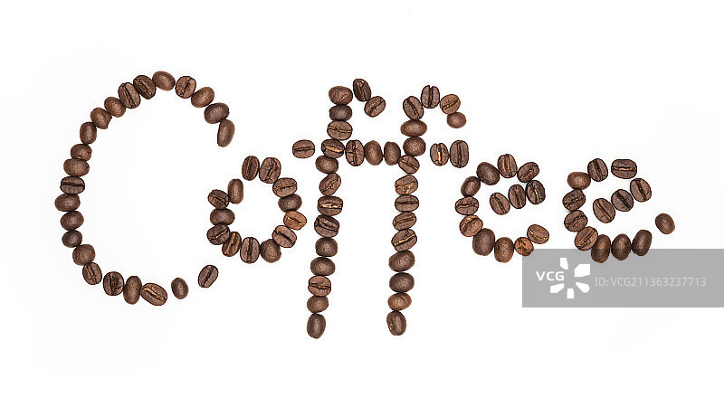 咖啡豆组成的“咖啡”字母图片素材