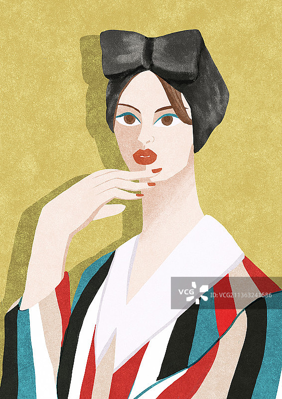 复古夸张头像插画图片素材