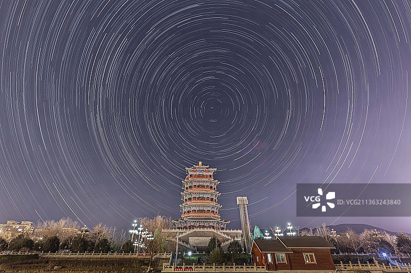 北京永定楼星轨图片素材