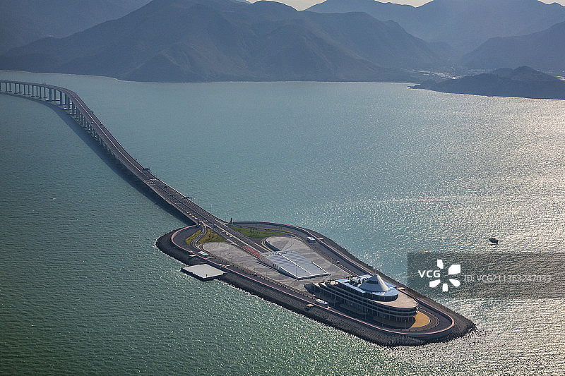 高空航拍港珠澳大桥东人工岛图片素材