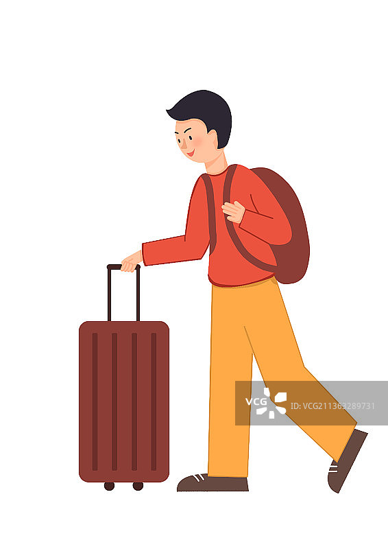 拉着行李箱的男人图片素材