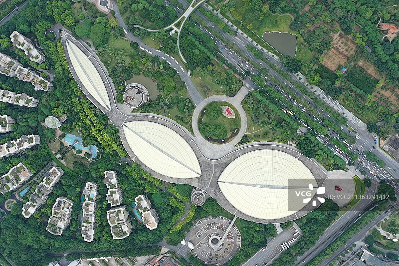 树叶形建筑广州白云区广州体育馆航拍图片素材