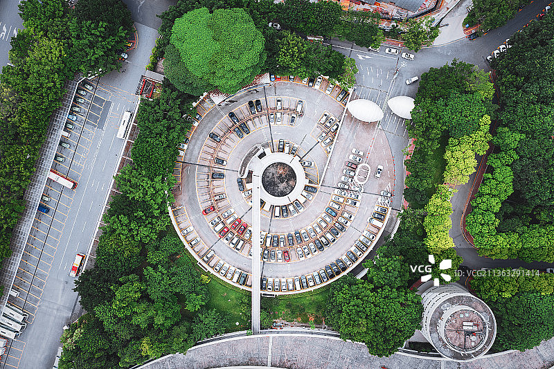 广州白云区广州体育馆停车场航拍图片素材