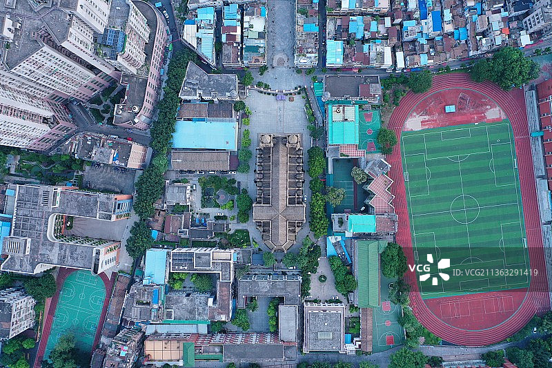 清晨的广州石室圣心大教堂多角度航拍图片素材