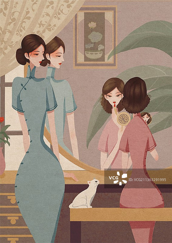 尔东尔西原创插画之复古风格图片素材