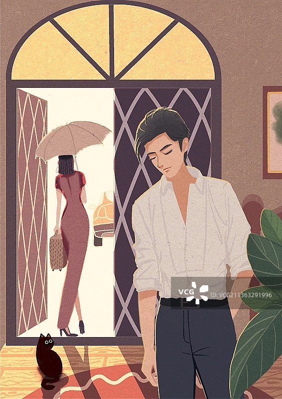 尔东尔西原创插画之复古风格二图片素材