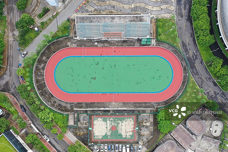 广州大学城体育中心自行车轮滑极限运动中心轮滑场航拍图片素材