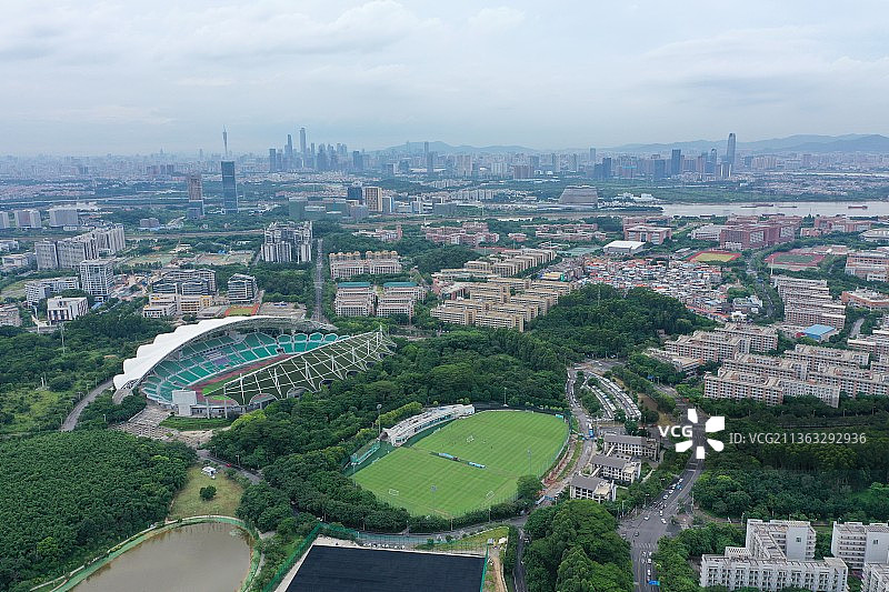 广州大学城体育中心体育场航拍鸟瞰图图片素材