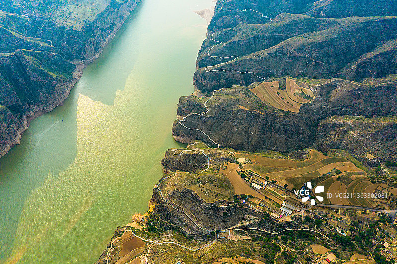 航拍呼和浩特老牛湾图片素材