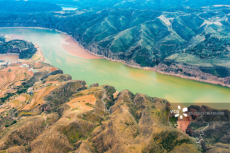 航拍呼和浩特老牛湾图片素材