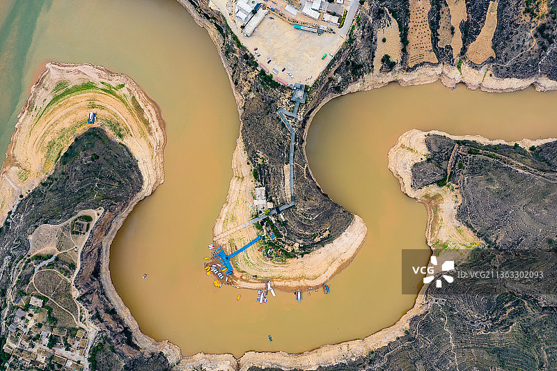 航拍呼和浩特老牛湾图片素材