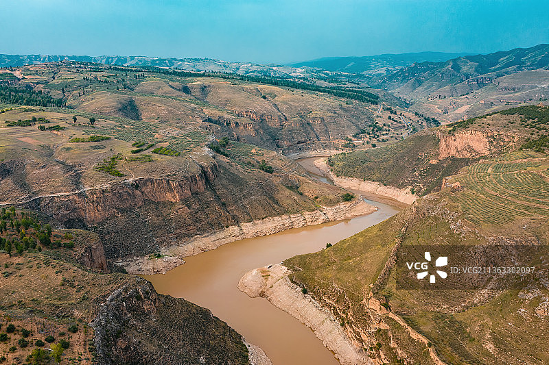 航拍呼和浩特老牛湾图片素材