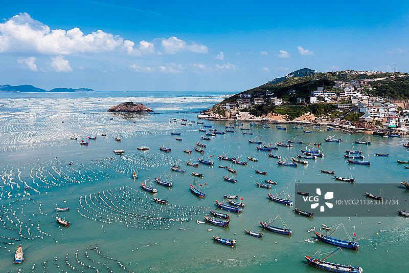 航拍枸杞岛贻贝养殖场图片素材