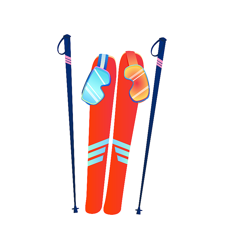 滑雪双板矢量插画元素图片素材