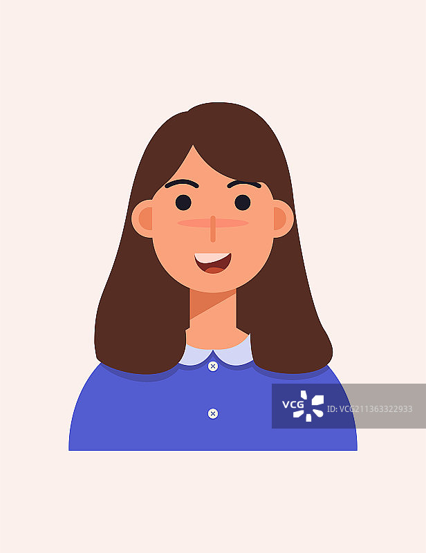 可爱的长发女孩证件照矢量插画素材图片素材