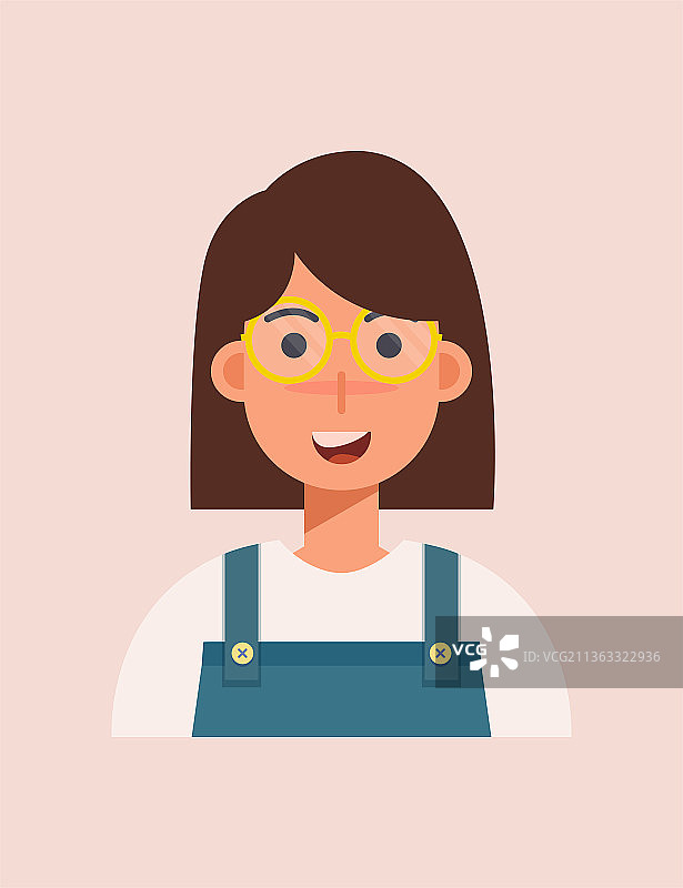 可爱的短发女孩证件照矢量插画素材图片素材