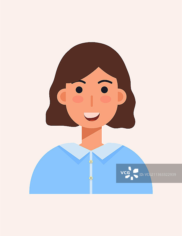 可爱的短发女孩证件照矢量插画素材图片素材