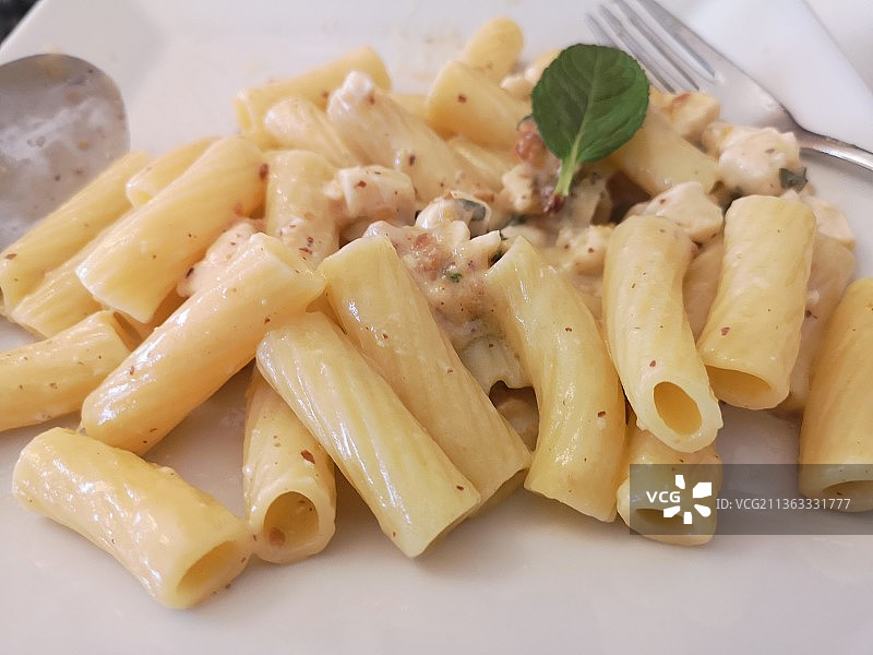 意大利热那亚的盘中意面特写图片素材