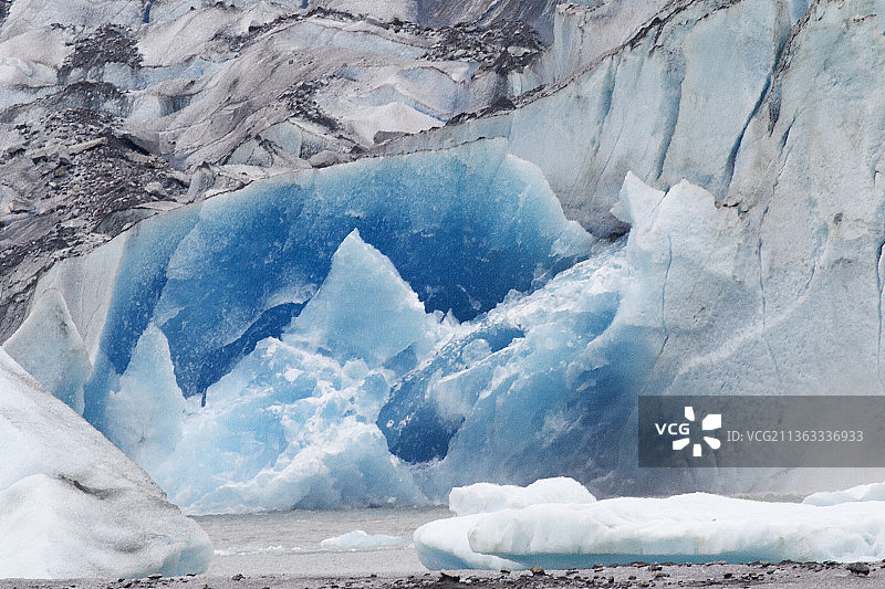 门登霍尔冰川面部特写图片素材