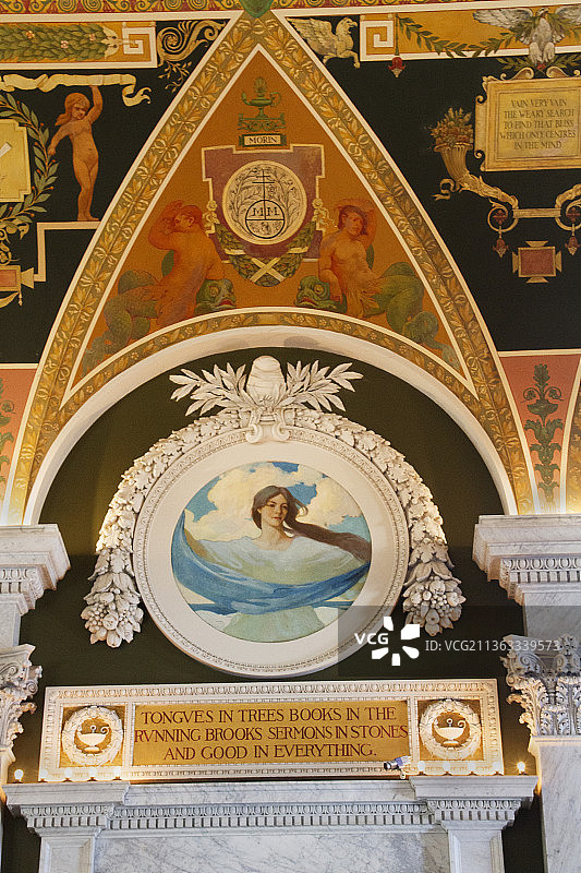 美国国会图书馆大厅装饰图片素材