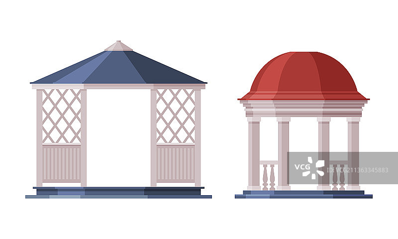 作为城市公园区域的凉亭或亭子结构图片素材