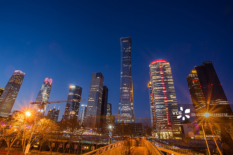 北京CBD夜晚风光图片素材