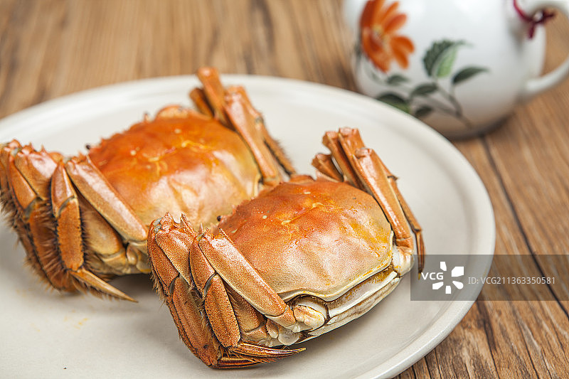 美食清蒸河蟹特写图片素材
