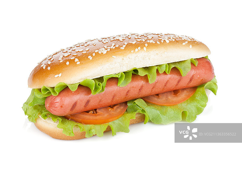 配生菜和番茄片的热狗图片素材