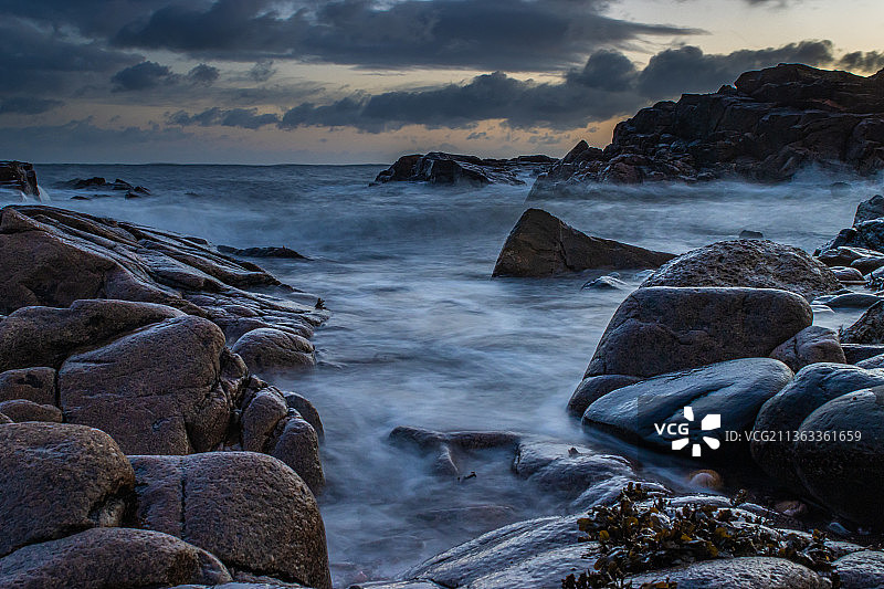 英国阿伯丁格雷霍普湾日落时分的海景图片素材