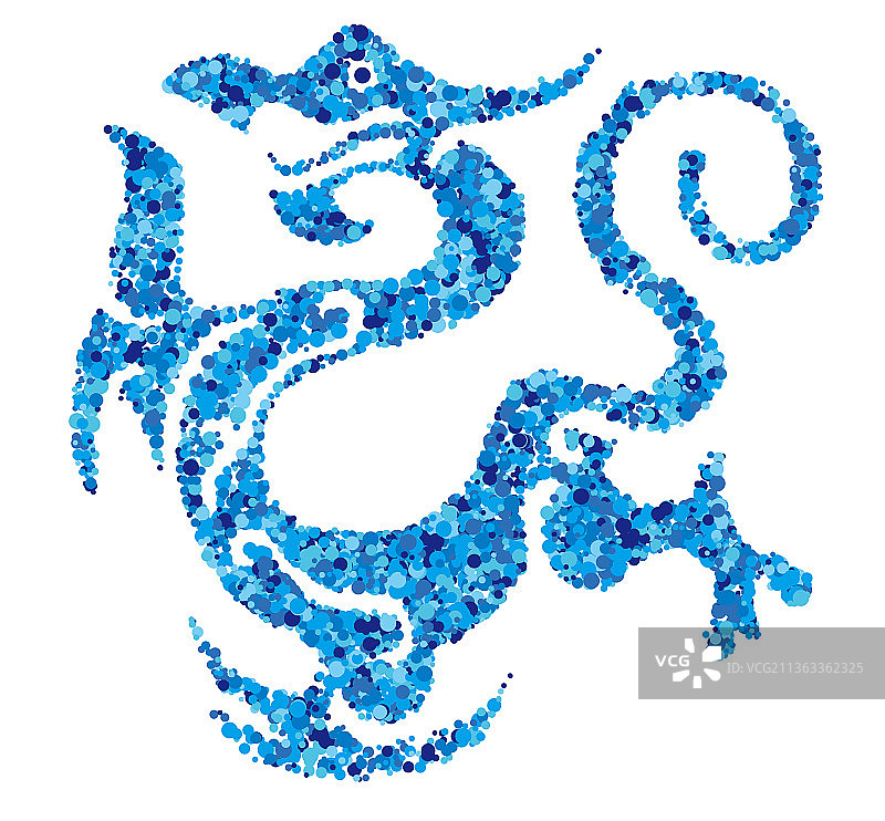 圆点组成的中国汉代龙图腾图片素材