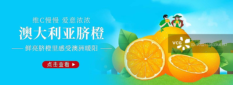 蓝色大气澳大利亚脐橙宣传banner图片素材