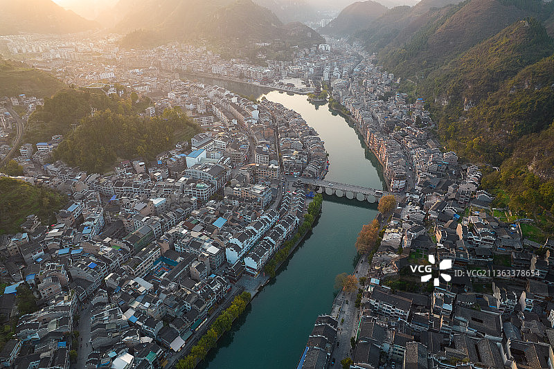 航拍贵州省黔东南州镇远县全景图图片素材