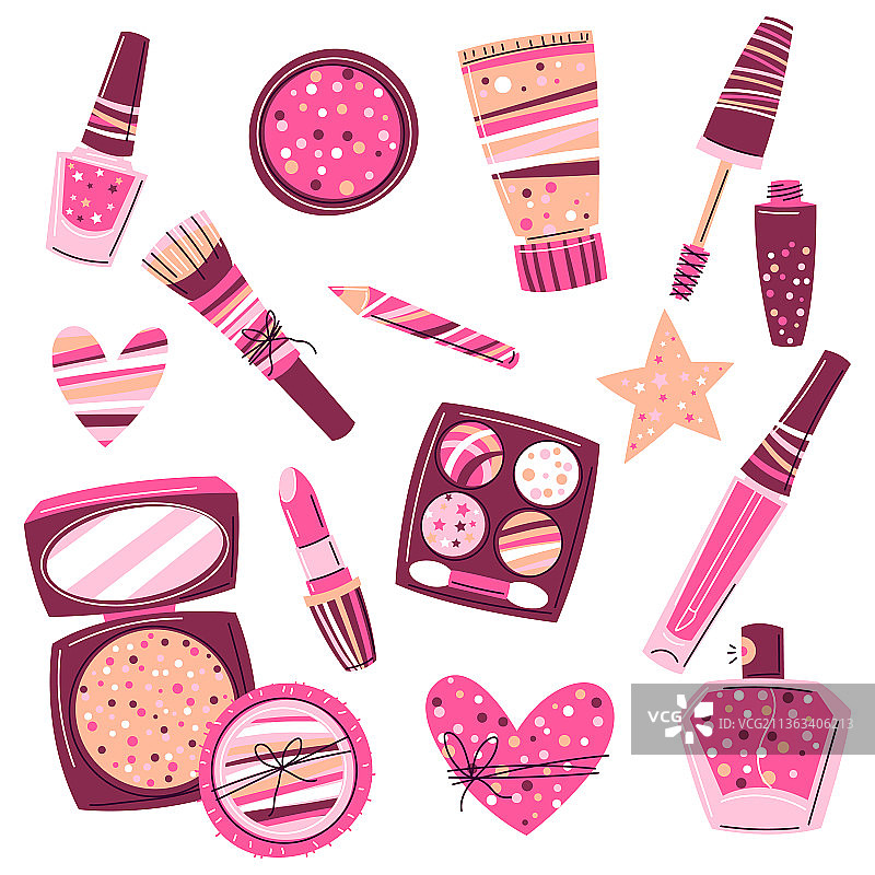 护肤和彩妆化妆品套装图片素材