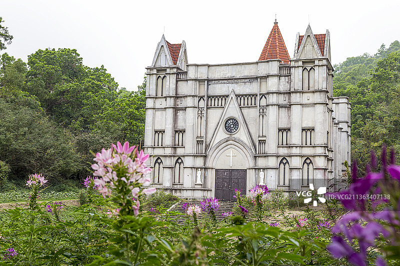 广东中山影视城的教堂外观图片素材
