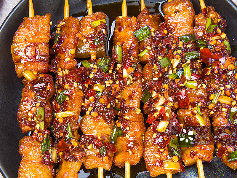 麻辣烤五花肉串小吃美食图片素材