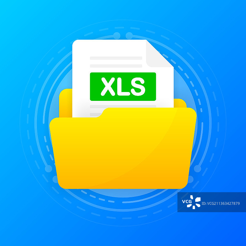 包含XLS文件的打开的文件夹图标图片素材