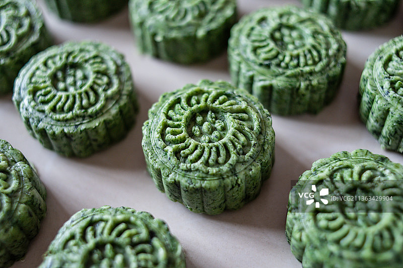 中国传统美食糕点小吃艾叶饼图片素材