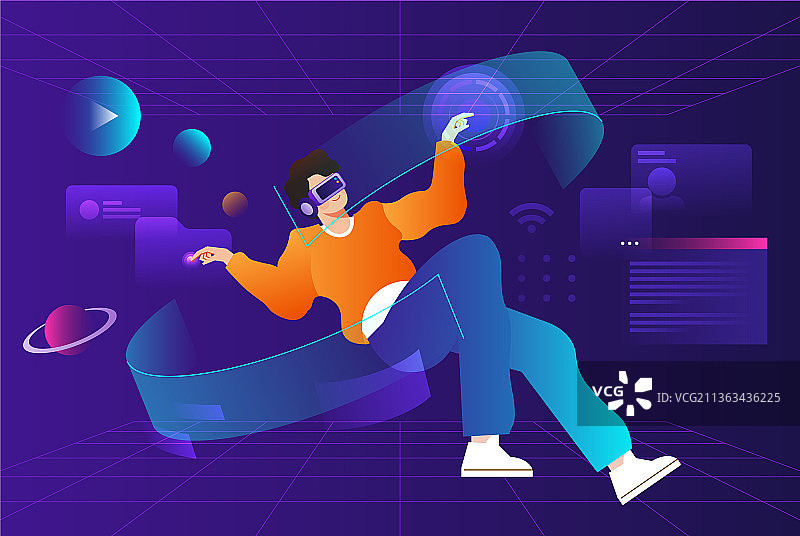 元宇宙vr插画图片素材