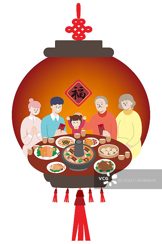过年围炉团圆饭图片素材
