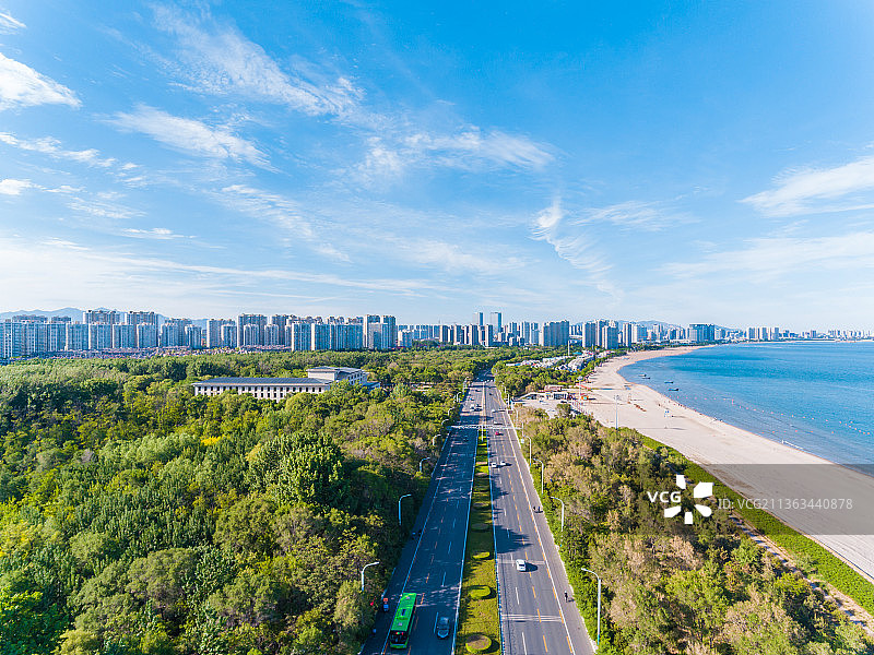 滨海大道城市风光航拍图片素材