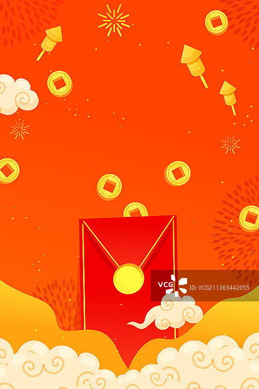 春节元旦压岁钱虎年舞狮家人送礼红包金融理财中国风国潮矢量插画图片素材