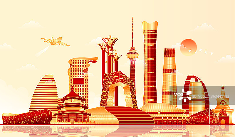 新年氛围北京城市地标建筑图片素材