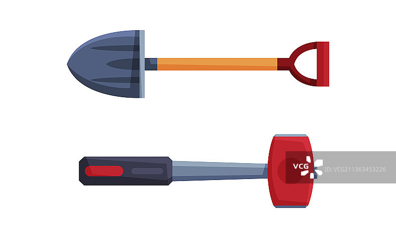 地质勘探仪器、工具及铲子和锤子图片素材