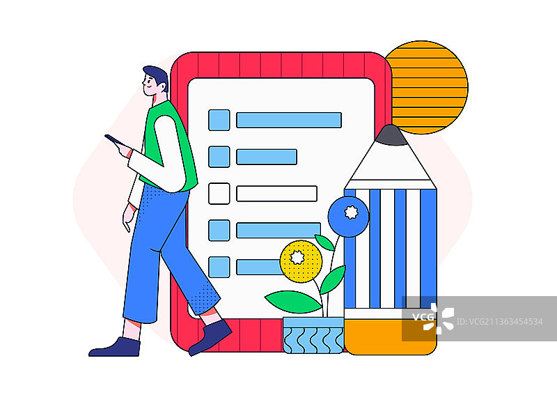 邀请好友进行问卷调查扁平矢量概念运营插画图片素材