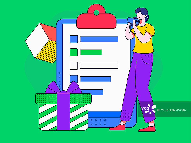 邀请好友进行问卷调查扁平矢量概念运营插画图片素材